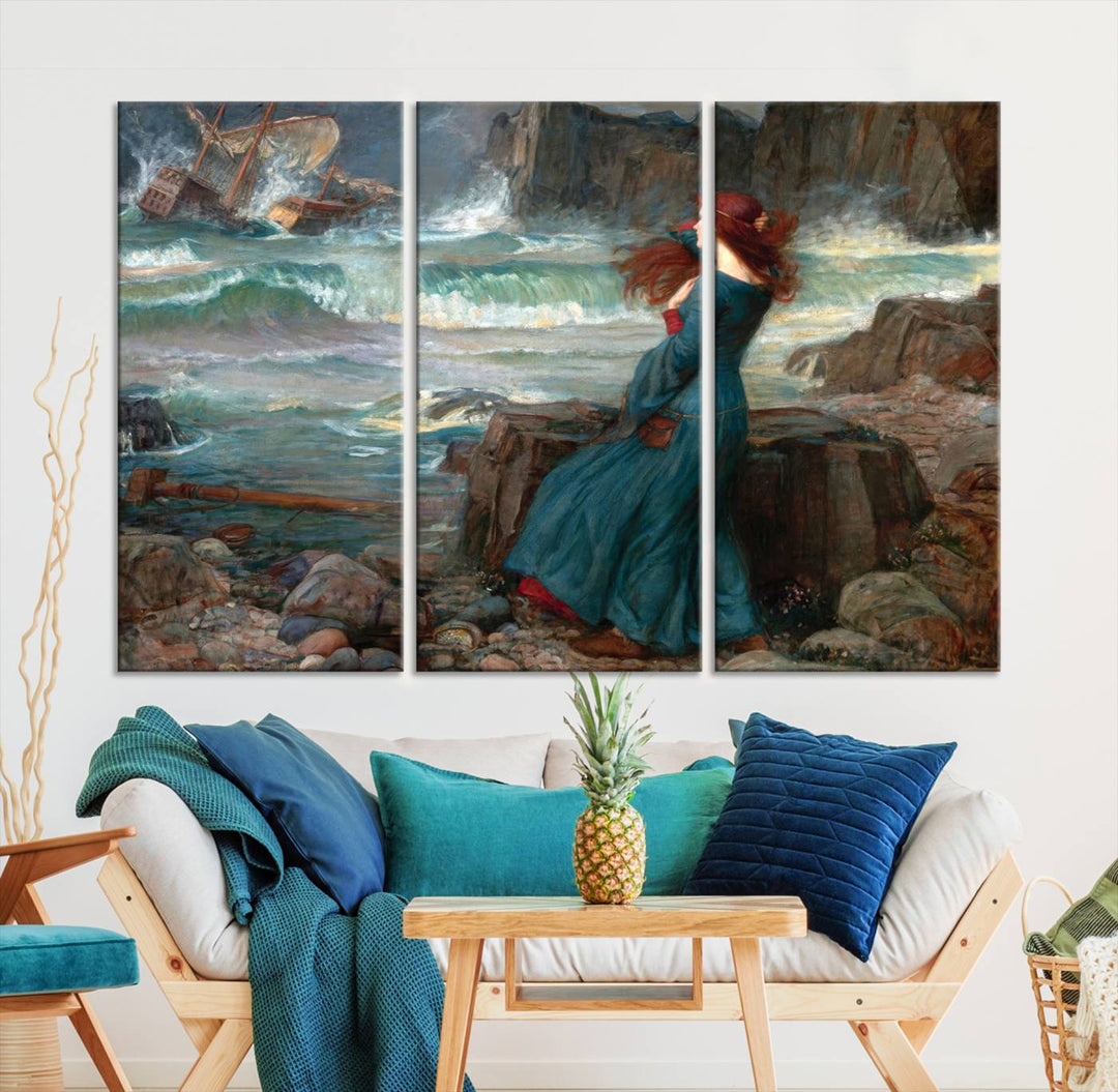 Miranda The Tempest Canvas Art Print - Classic Shipwreck Scene for Living Room, Dramatic Art for Home Decor, Ready to Hang