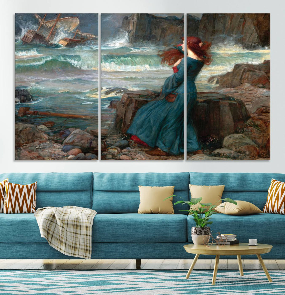 Miranda The Tempest Canvas Art Print - Classic Shipwreck Scene for Living Room, Dramatic Art for Home Decor, Ready to Hang