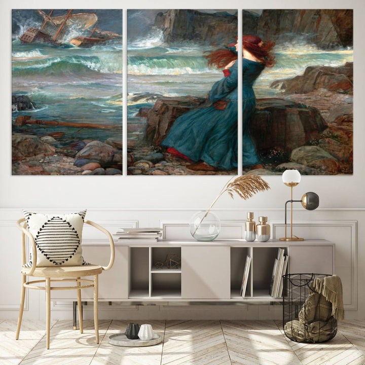 Miranda The Tempest Canvas Art Print - Classic Shipwreck Scene for Living Room, Dramatic Art for Home Decor, Ready to Hang