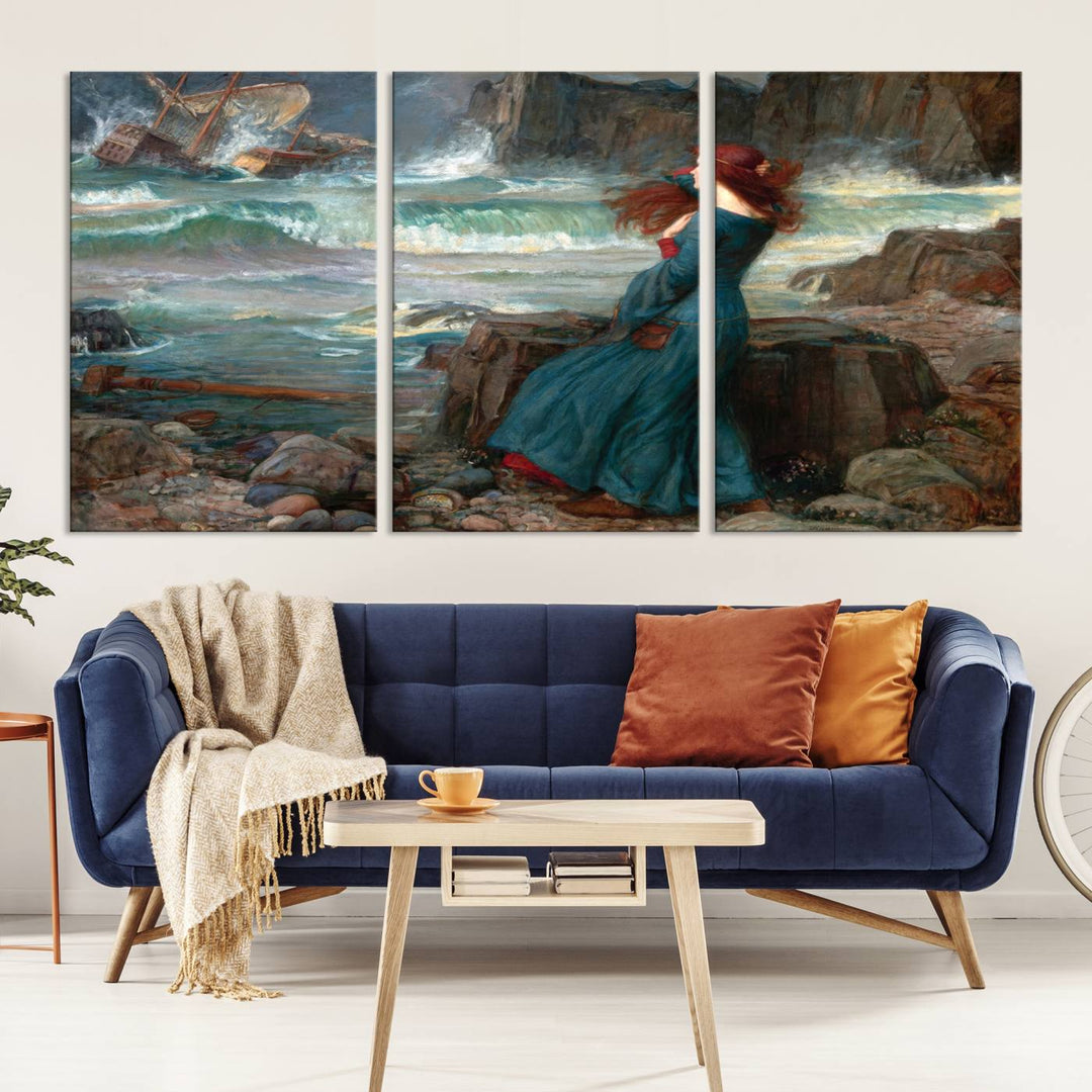 Miranda The Tempest Canvas Art Print - Classic Shipwreck Scene for Living Room, Dramatic Art for Home Decor, Ready to Hang