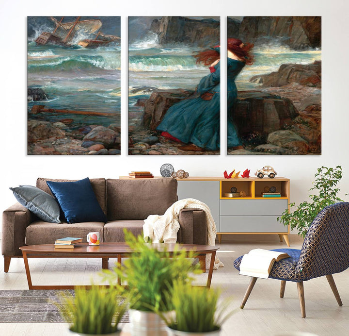 Miranda The Tempest Canvas Art Print - Classic Shipwreck Scene for Living Room, Dramatic Art for Home Decor, Ready to Hang