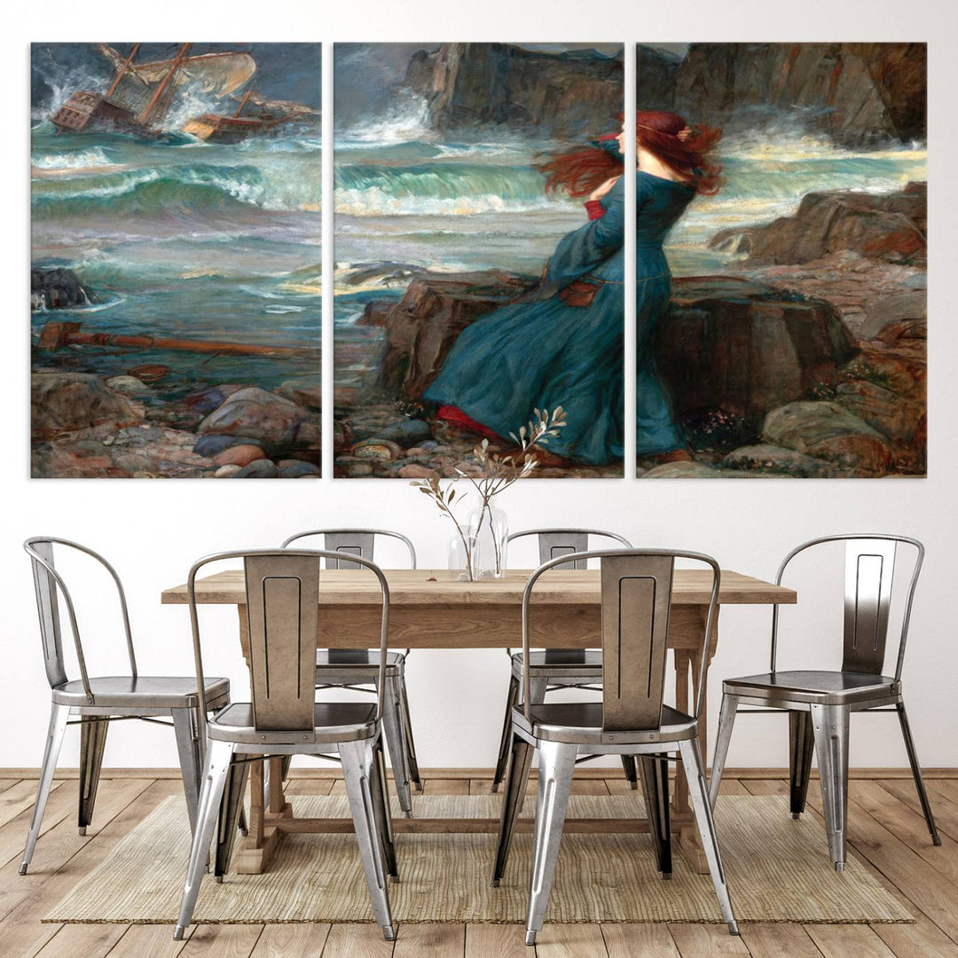 Miranda The Tempest Canvas Art Print - Classic Shipwreck Scene for Living Room, Dramatic Art for Home Decor, Ready to Hang