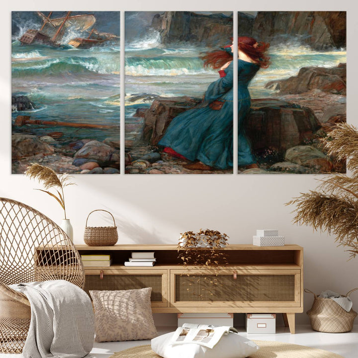 Miranda The Tempest Canvas Art Print - Classic Shipwreck Scene for Living Room, Dramatic Art for Home Decor, Ready to Hang