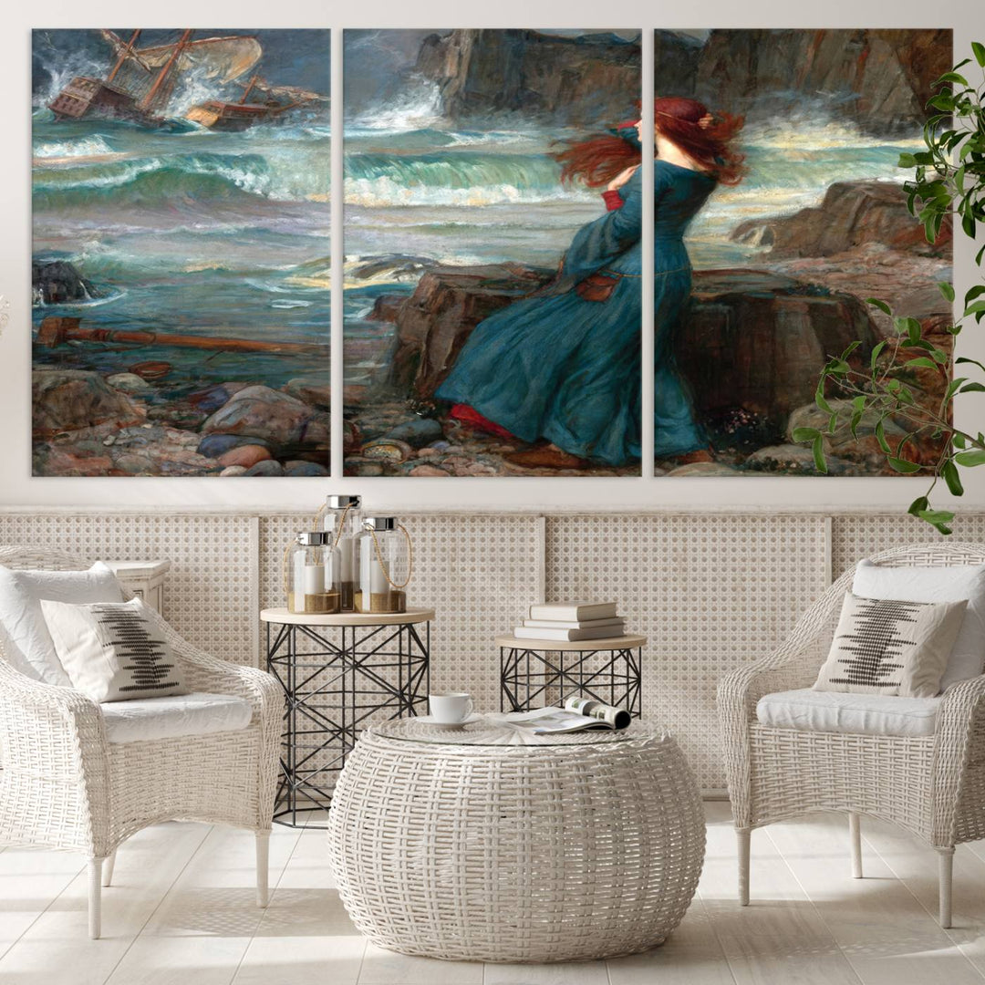 Miranda The Tempest Canvas Art Print - Classic Shipwreck Scene for Living Room, Dramatic Art for Home Decor, Ready to Hang