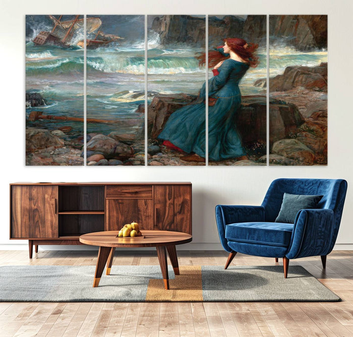 Miranda The Tempest Canvas Art Print - Classic Shipwreck Scene for Living Room, Dramatic Art for Home Decor, Ready to Hang