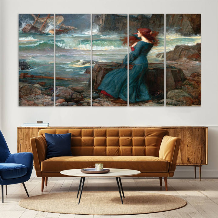 Miranda The Tempest Canvas Art Print - Classic Shipwreck Scene for Living Room, Dramatic Art for Home Decor, Ready to Hang