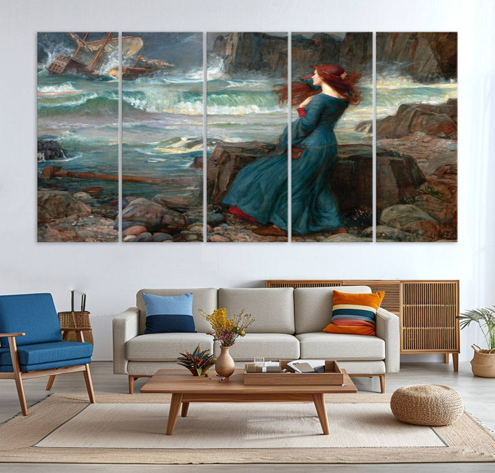 Miranda The Tempest Canvas Art Print - Classic Shipwreck Scene for Living Room, Dramatic Art for Home Decor, Ready to Hang