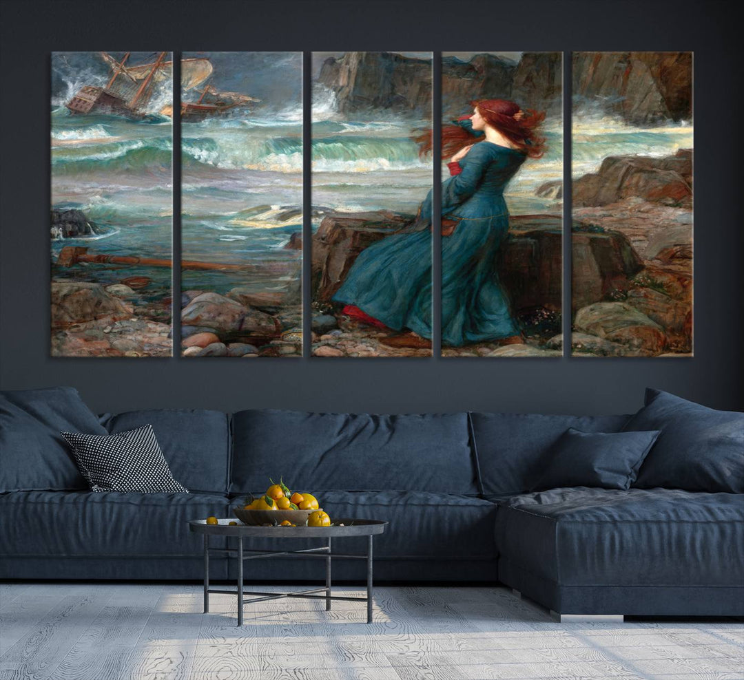 Miranda The Tempest Canvas Art Print - Classic Shipwreck Scene for Living Room, Dramatic Art for Home Decor, Ready to Hang