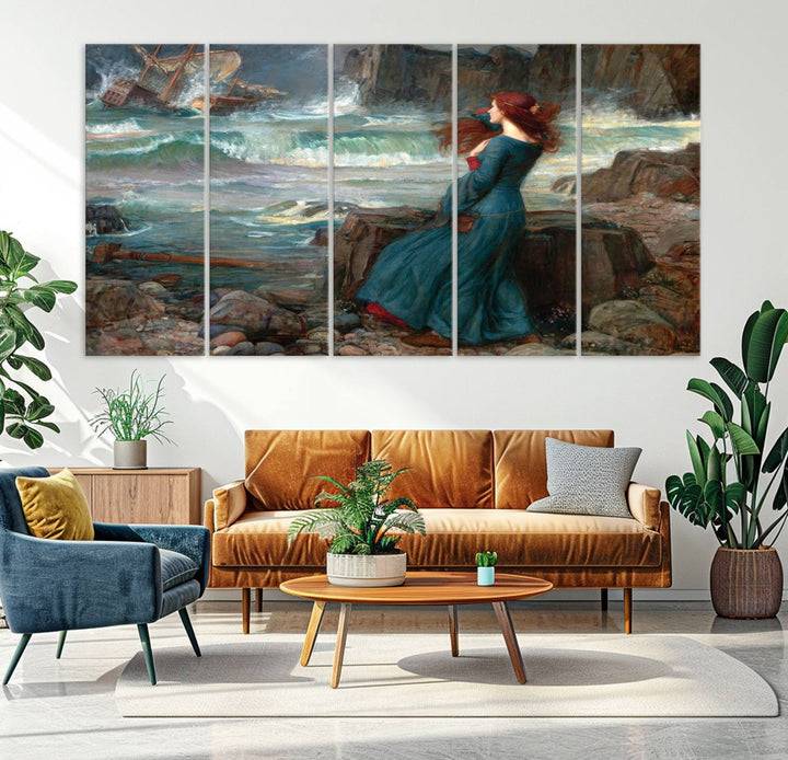 Miranda The Tempest Canvas Art Print - Classic Shipwreck Scene for Living Room, Dramatic Art for Home Decor, Ready to Hang