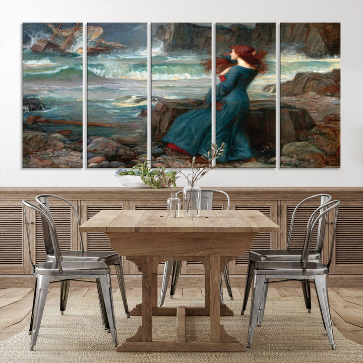 Miranda The Tempest Canvas Art Print - Classic Shipwreck Scene for Living Room, Dramatic Art for Home Decor, Ready to Hang