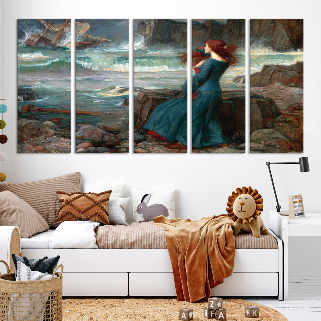 Miranda The Tempest Canvas Art Print - Classic Shipwreck Scene for Living Room, Dramatic Art for Home Decor, Ready to Hang