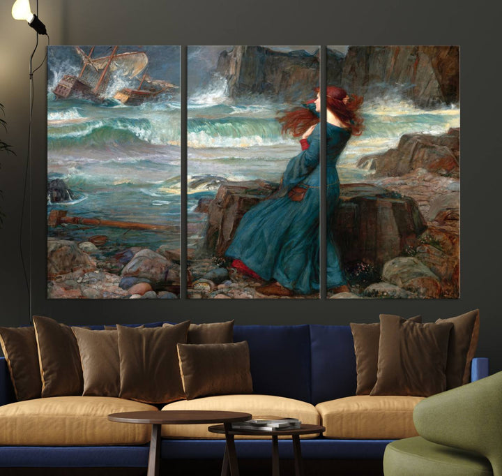 Miranda The Tempest Canvas Art Print - Classic Shipwreck Scene for Living Room, Dramatic Art for Home Decor, Ready to Hang