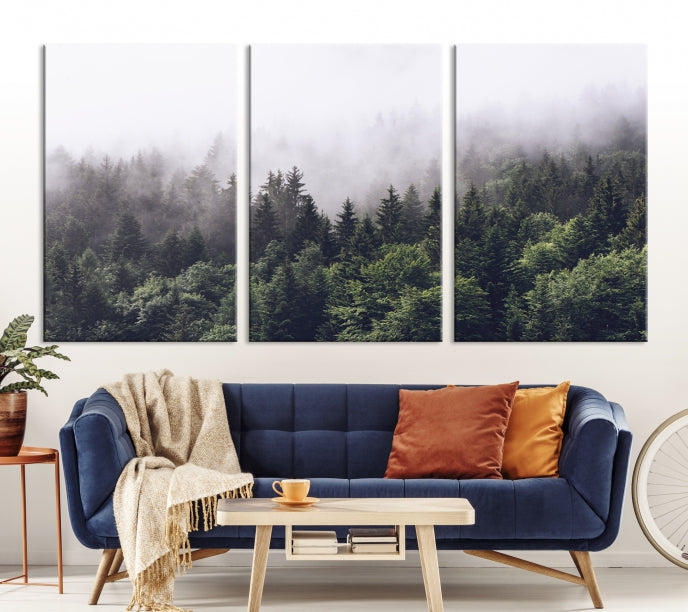 Bring the Calm & Tranquility of a Misty Foggy Forest with Clouds to Your Home with Our Nature Wall Art Canvas Print