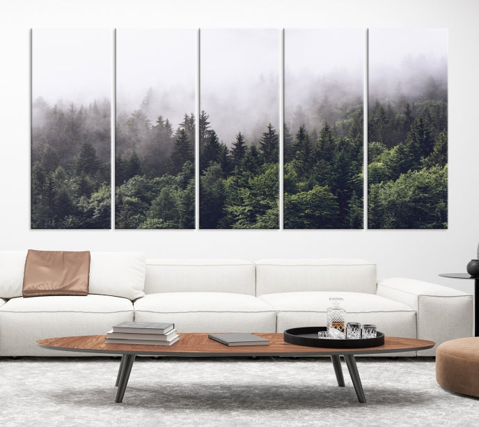 Bring the Calm & Tranquility of a Misty Foggy Forest with Clouds to Your Home with Our Nature Wall Art Canvas Print