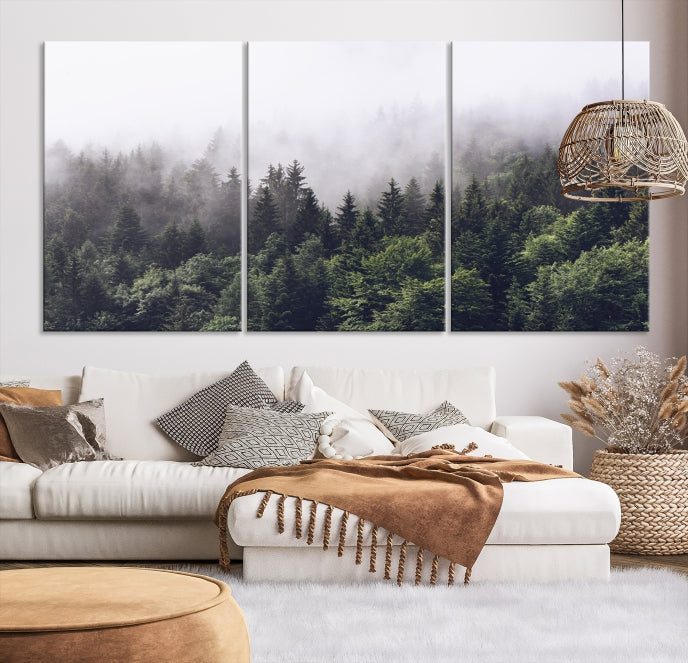 Bring the Calm & Tranquility of a Misty Foggy Forest with Clouds to Your Home with Our Nature Wall Art Canvas Print