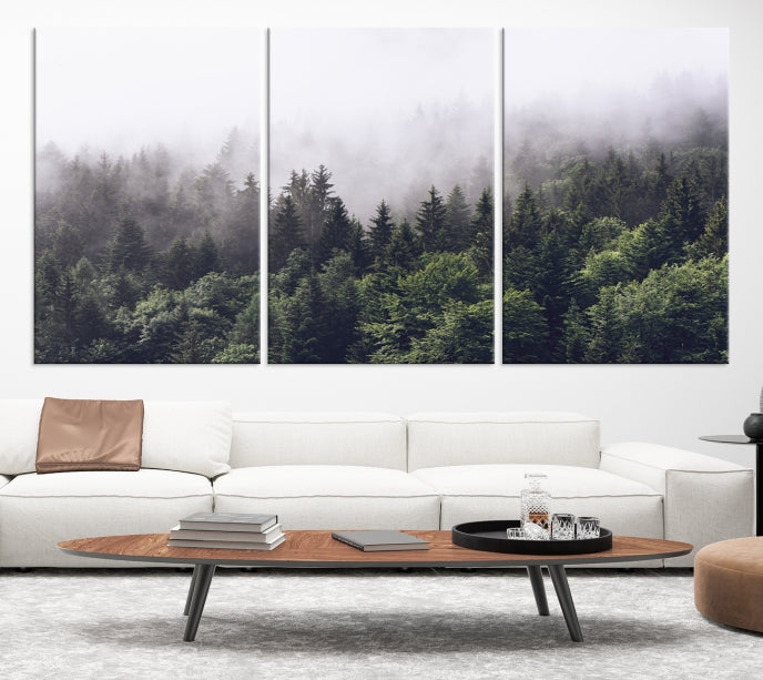 Bring the Calm & Tranquility of a Misty Foggy Forest with Clouds to Your Home with Our Nature Wall Art Canvas Print