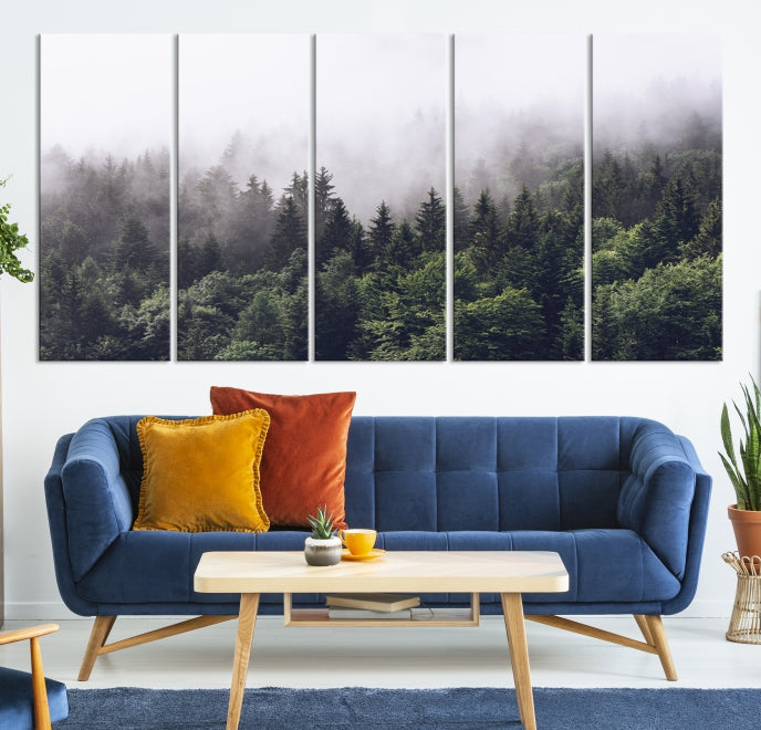 Bring the Calm & Tranquility of a Misty Foggy Forest with Clouds to Your Home with Our Nature Wall Art Canvas Print