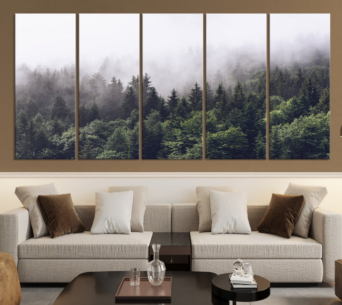 Bring the Calm & Tranquility of a Misty Foggy Forest with Clouds to Your Home with Our Nature Wall Art Canvas Print