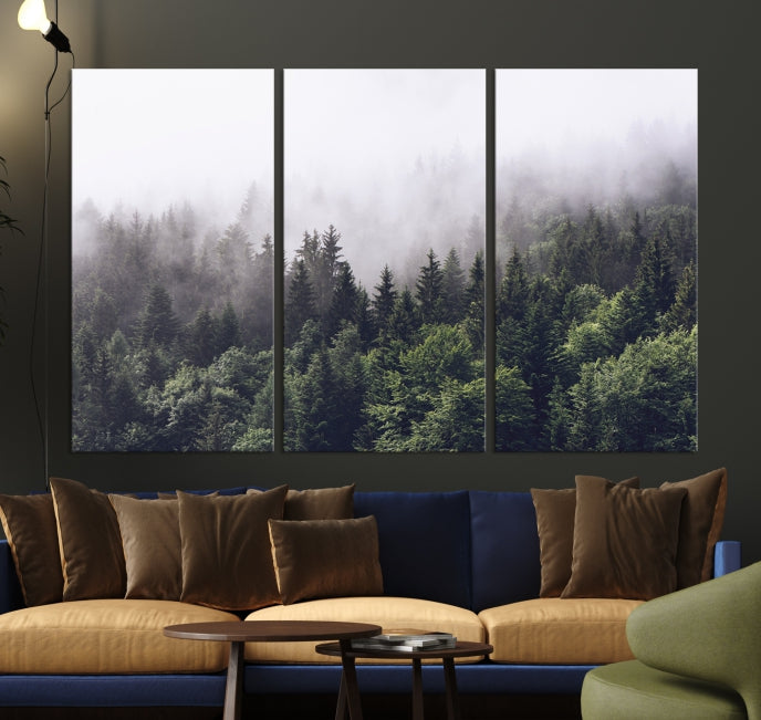 Bring the Calm & Tranquility of a Misty Foggy Forest with Clouds to Your Home with Our Nature Wall Art Canvas Print