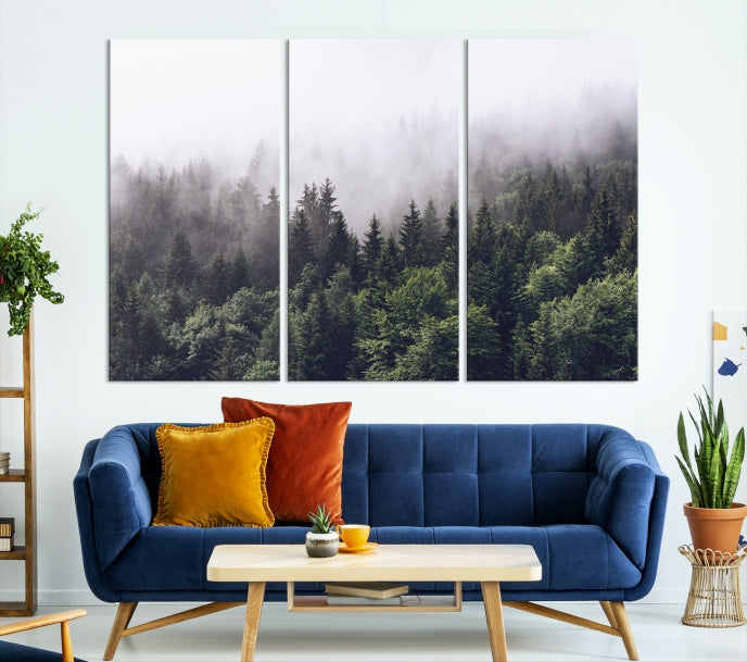 Bring the Calm & Tranquility of a Misty Foggy Forest with Clouds to Your Home with Our Nature Wall Art Canvas Print