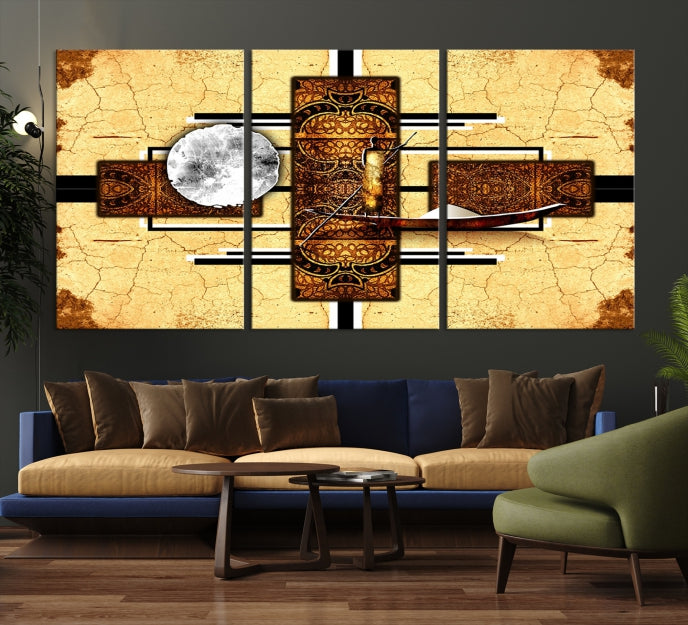 Modern Abstract African Style Extra Large Framed Wall Art Canvas Print