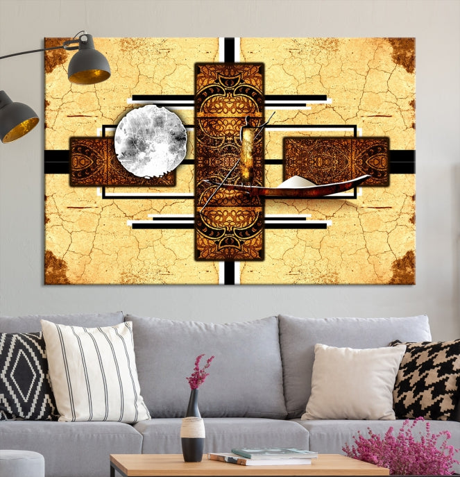 Modern Abstract African Style Extra Large Framed Wall Art Canvas Print