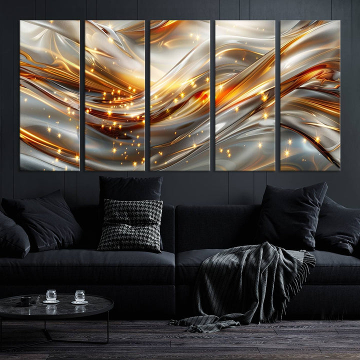 Modern abstract art Black and Gold art Multi panel canvas room wall decor Abstract wall art Abstract painting Extra large wall art