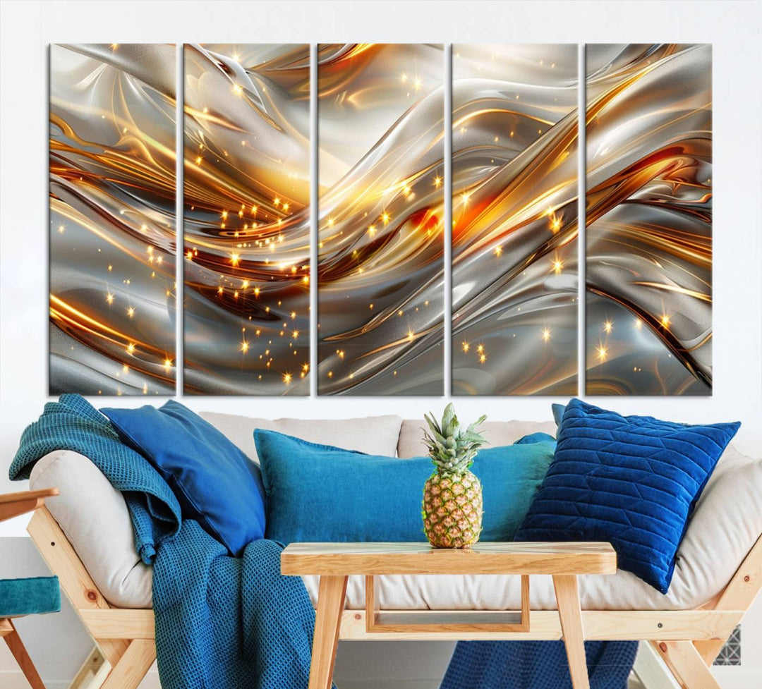 Modern abstract art Black and Gold art Multi panel canvas room wall decor Abstract wall art Abstract painting Extra large wall art