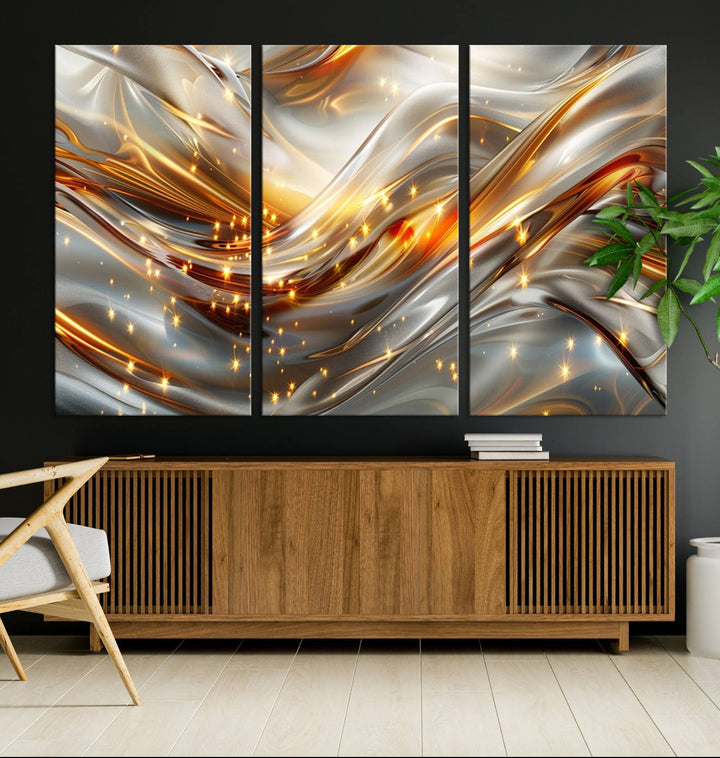 Modern abstract art Black and Gold art Multi panel canvas room wall decor Abstract wall art Abstract painting Extra large wall art