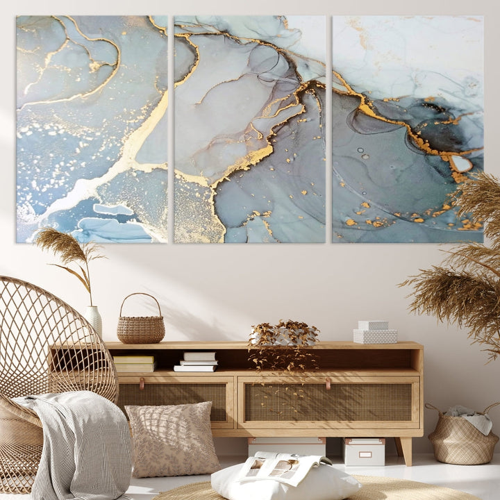 Modern Abstract Canvas Print Nautical Soft Colors Abstract Wall Art Framed Canvas