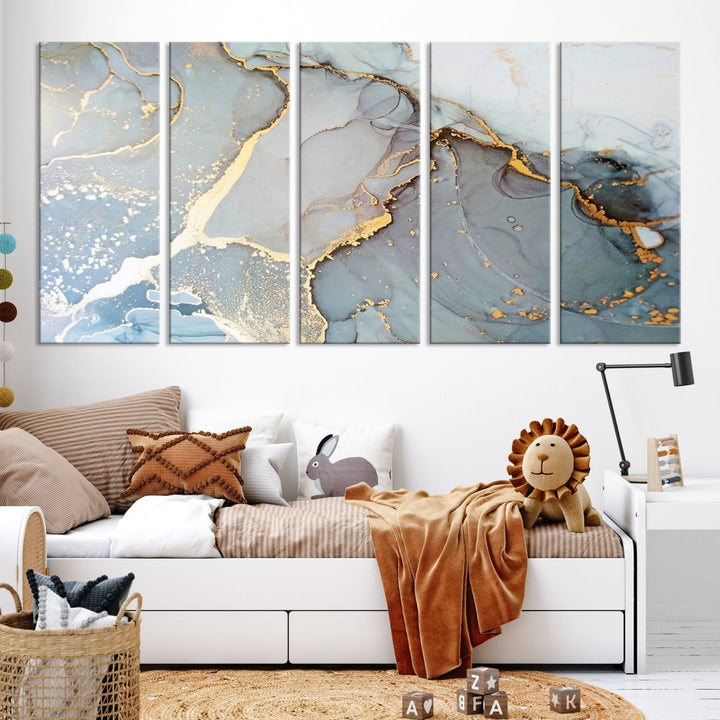 Modern Abstract Canvas Print Nautical Soft Colors Abstract Wall Art Framed Canvas