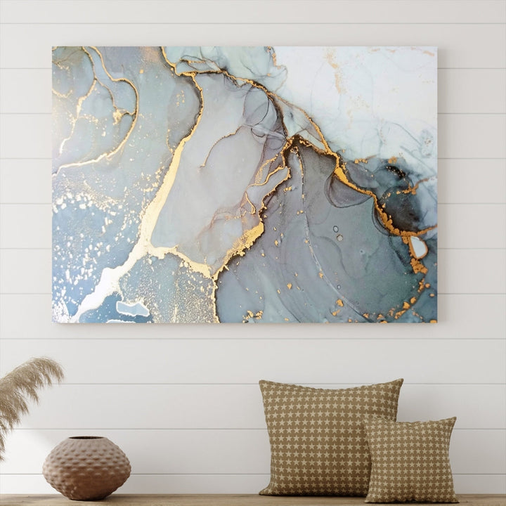 Modern Abstract Canvas Print Nautical Soft Colors Abstract Wall Art Framed Canvas