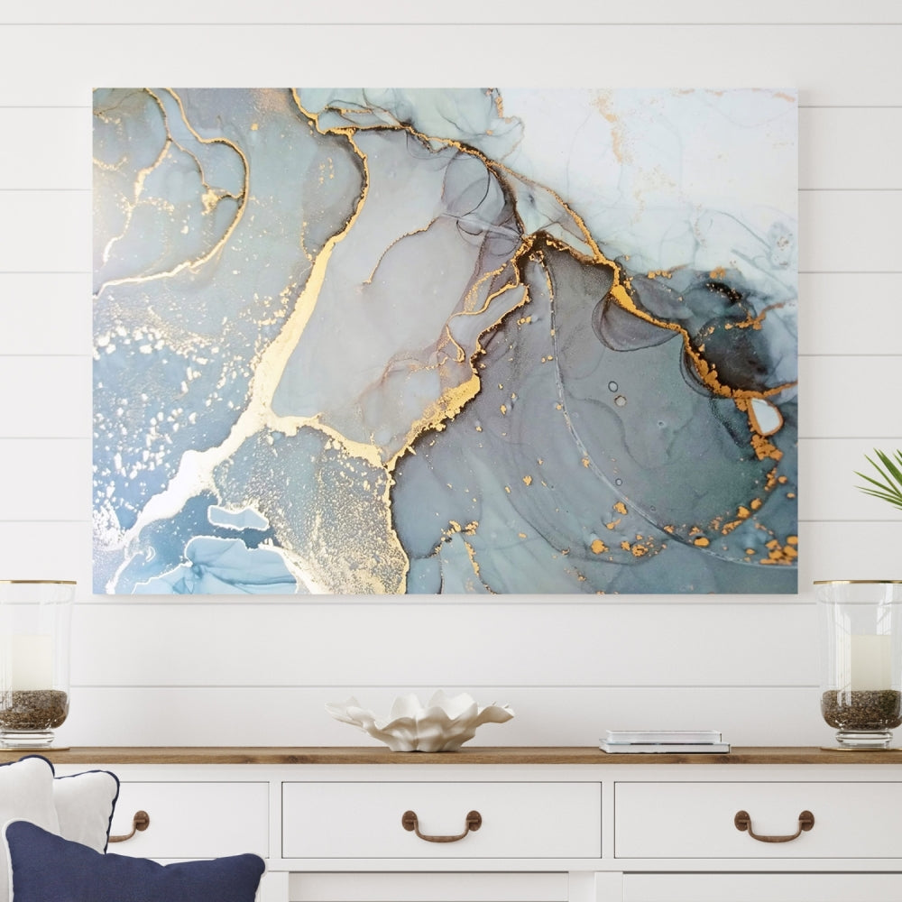 Modern Abstract Canvas Print Nautical Soft Colors Abstract Wall Art Framed Canvas