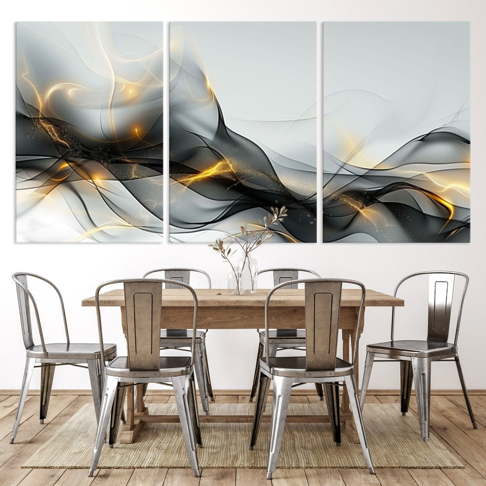 Modern Abstract Canvas Wall Art Print Abstract Gray Living Room Decor