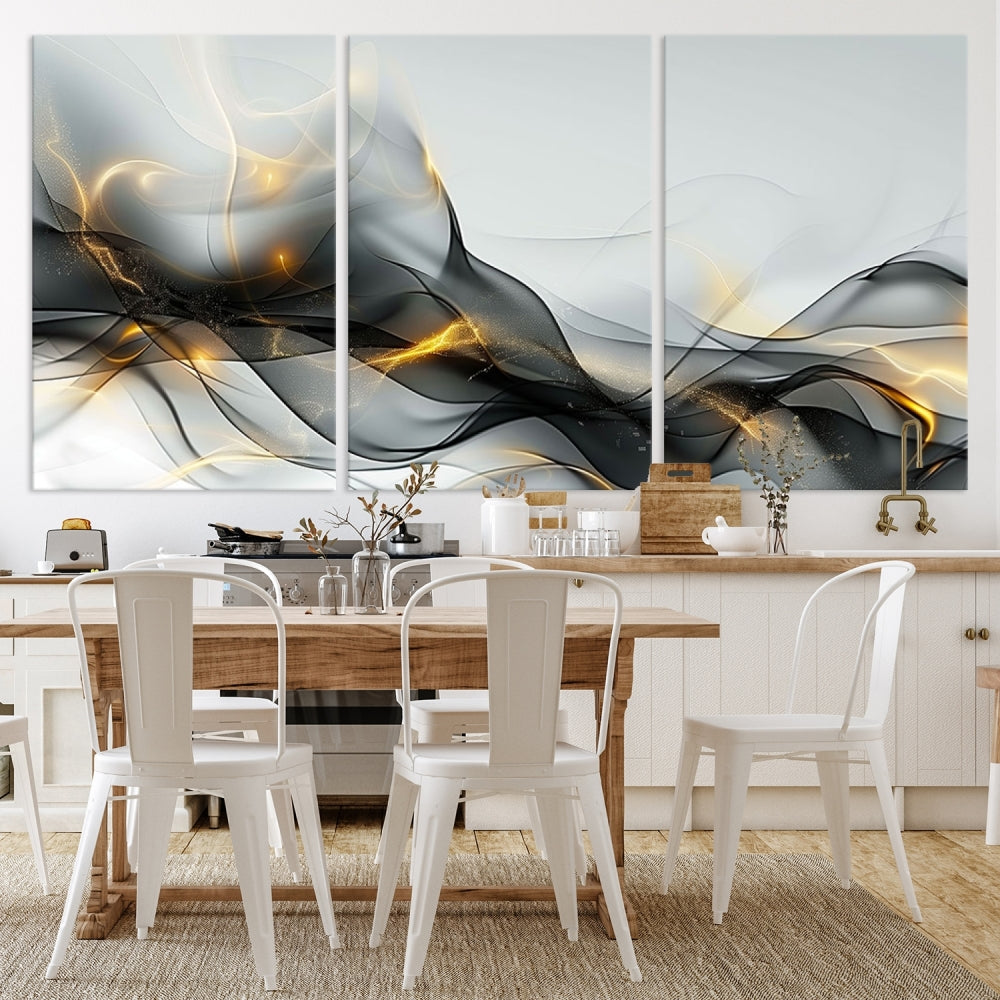 Modern Abstract Canvas Wall Art Print Abstract Gray Living Room Decor