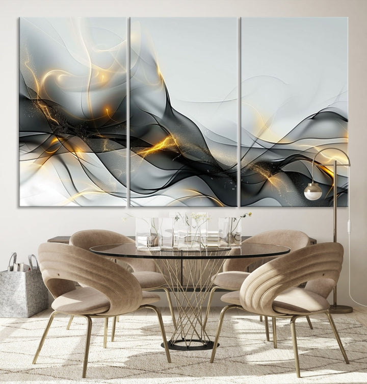 Modern Abstract Canvas Wall Art Print Abstract Gray Living Room Decor