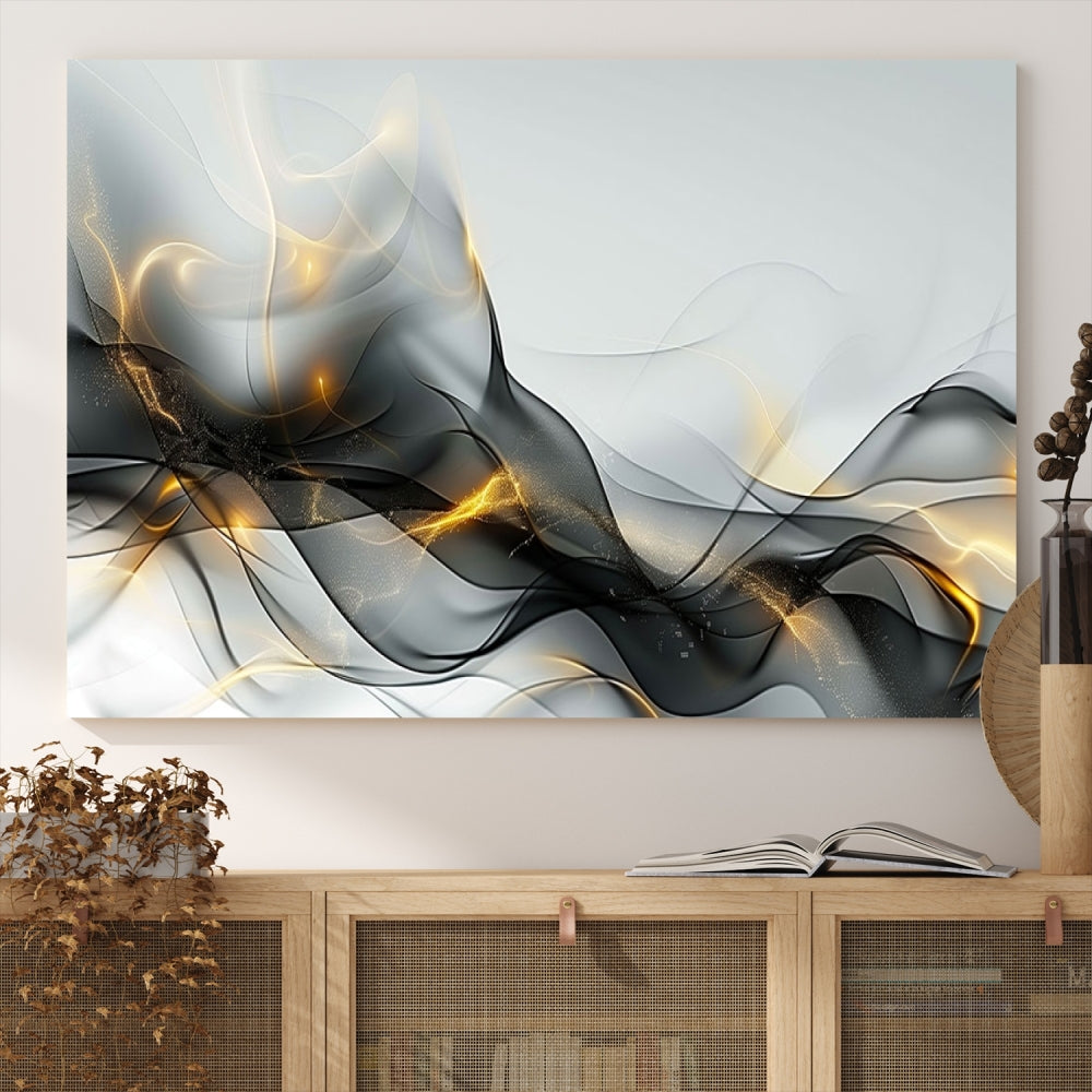 Modern Abstract Canvas Wall Art Print Abstract Gray Living Room Decor