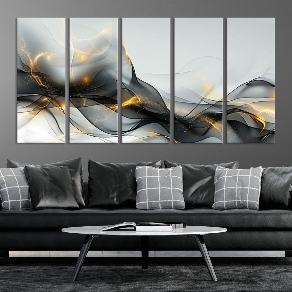 Modern Abstract Canvas Wall Art Print Abstract Gray Living Room Decor