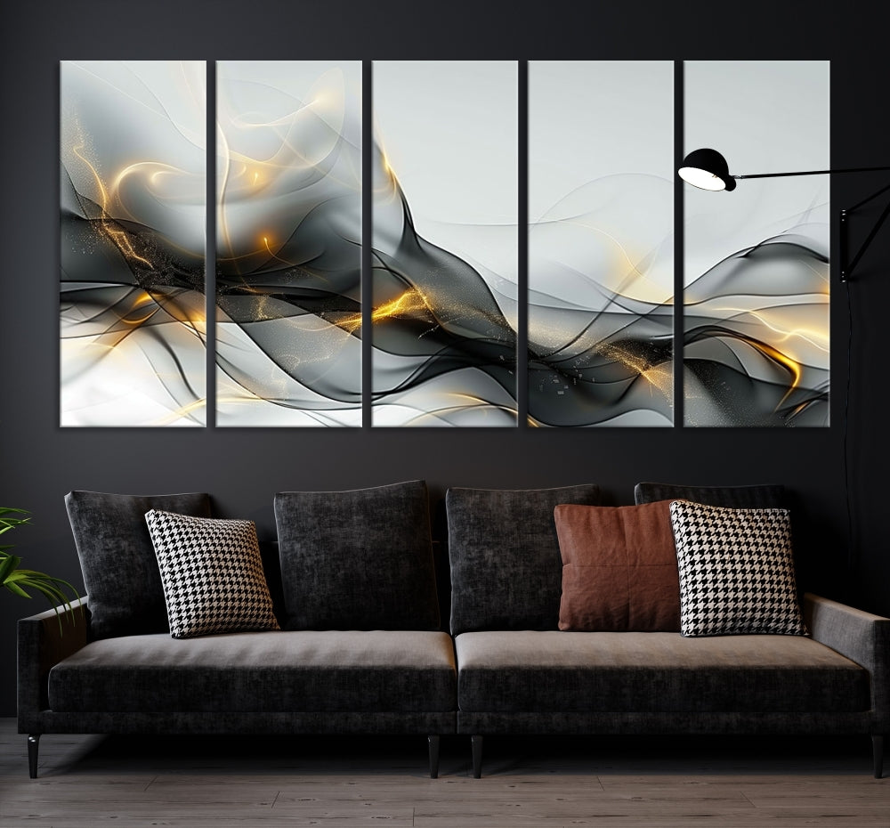 Modern Abstract Canvas Wall Art Print Abstract Gray Living Room Decor