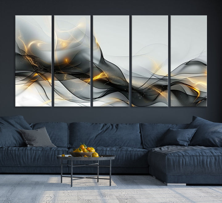 Modern Abstract Canvas Wall Art Print Abstract Gray Living Room Decor