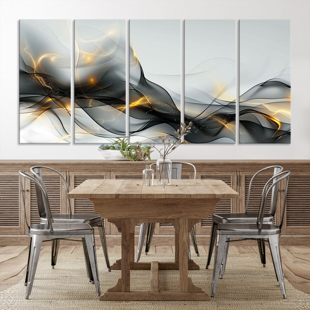 Modern Abstract Canvas Wall Art Print Abstract Gray Living Room Decor