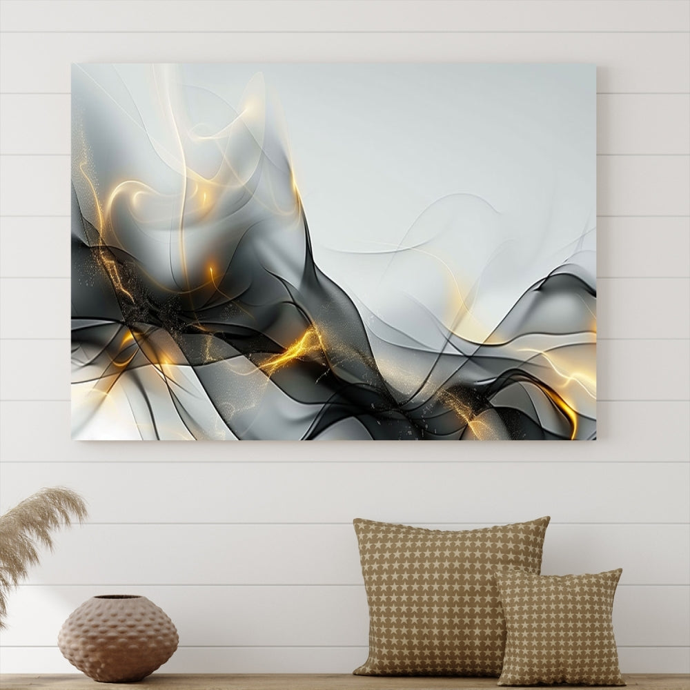 Modern Abstract Canvas Wall Art Print Abstract Gray Living Room Decor