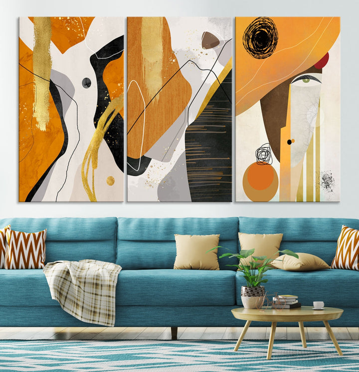 Modern Abstract Canvas Wall Art Print Contemporary Bohemian Wall Decor