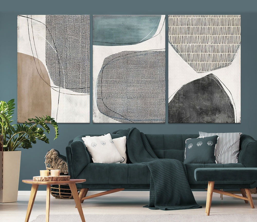 Modern Abstract Circles Canvas Wall Art Print, Contemporary Painting Printed, Living Room Bedroom Wall Decor