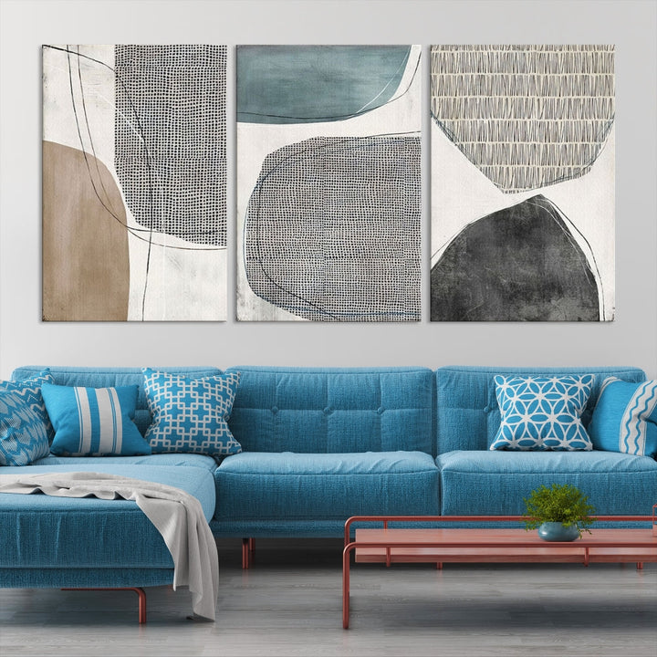 Modern Abstract Circles Canvas Wall Art Print, Contemporary Painting Printed, Living Room Bedroom Wall Decor