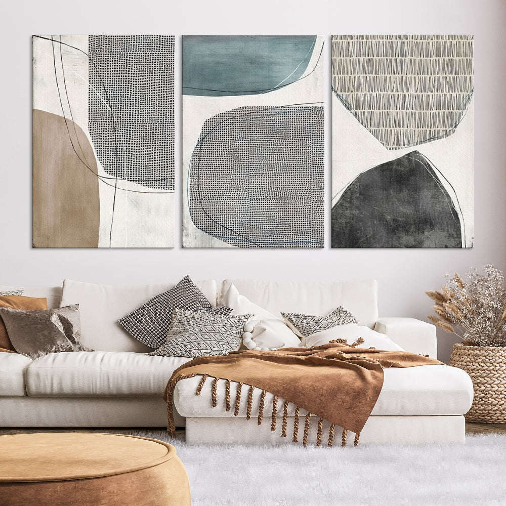 Modern Abstract Circles Canvas Wall Art Print, Contemporary Painting Printed, Living Room Bedroom Wall Decor