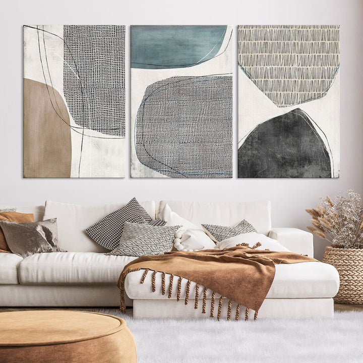 Modern Abstract Circles Canvas Wall Art Print, Contemporary Painting Printed, Living Room Bedroom Wall Decor