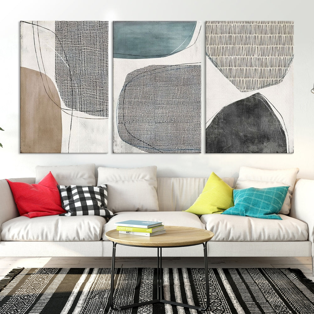 Modern Abstract Circles Canvas Wall Art Print, Contemporary Painting Printed, Living Room Bedroom Wall Decor