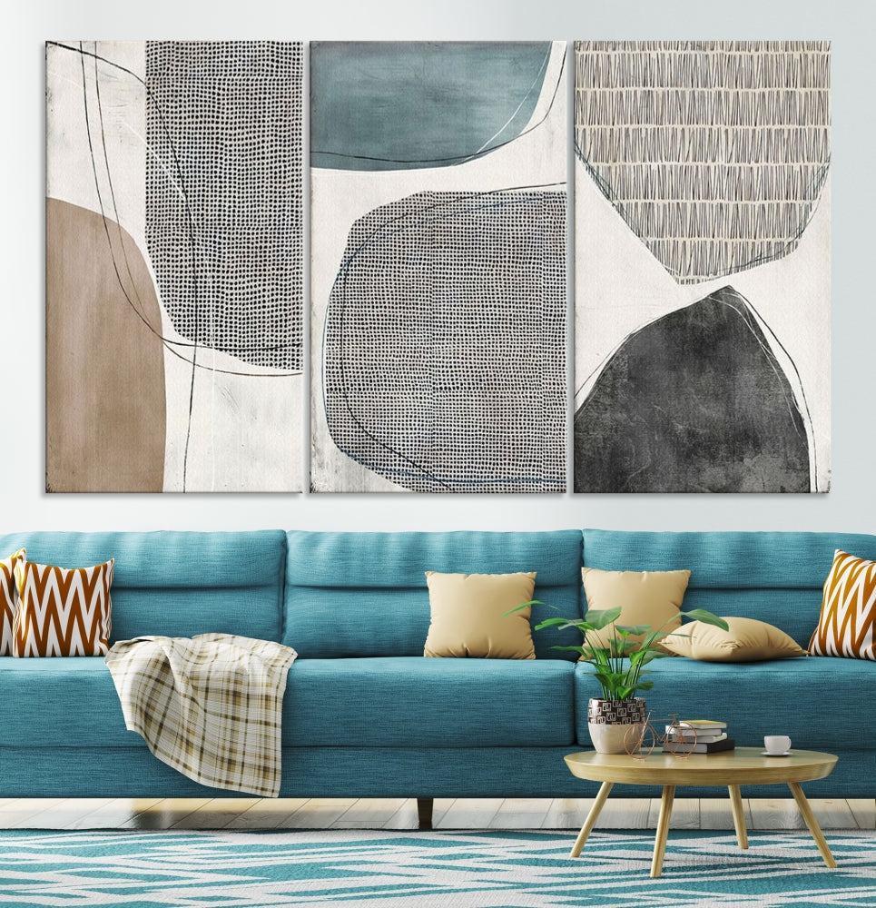 Modern Abstract Circles Canvas Wall Art Print, Contemporary Painting Printed, Living Room Bedroom Wall Decor