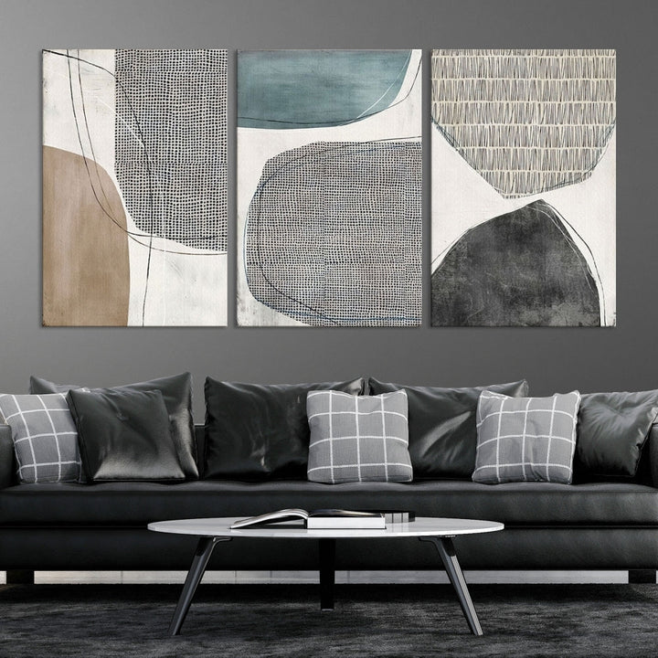 Modern Abstract Circles Canvas Wall Art Print, Contemporary Painting Printed, Living Room Bedroom Wall Decor